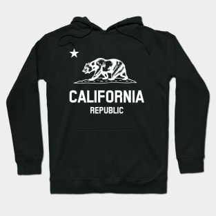 California Republic 'bear flag revolt' - white print Hoodie